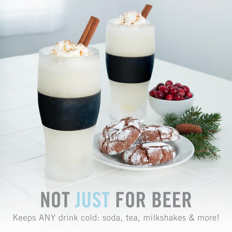 Host FREEZE Beer Glasses, Frozen Beer Mugs, Freezable Pint Glass Set, Insulated Pint Glass to Keep Your Drinks Cold, Double Walled Insulated Glasses, Tumbler for Iced Coffee, 16oz, Set of 2, Black - Image 5